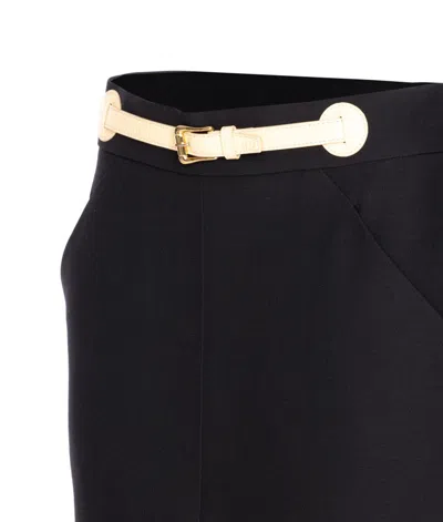 Valentino Garavani Women Skirt With Leather Details In Black