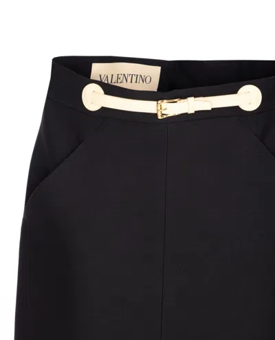 Valentino Garavani Women Skirt With Leather Details In Black