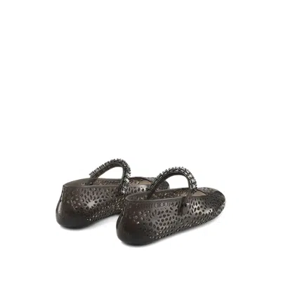 Jimmy Choo The Jelly Transparent Black Ballet Flats With Crystals Women In Black