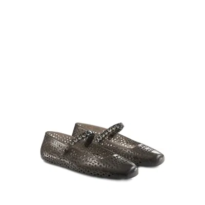 Jimmy Choo The Jelly Transparent Black Ballet Flats With Crystals Women In Black
