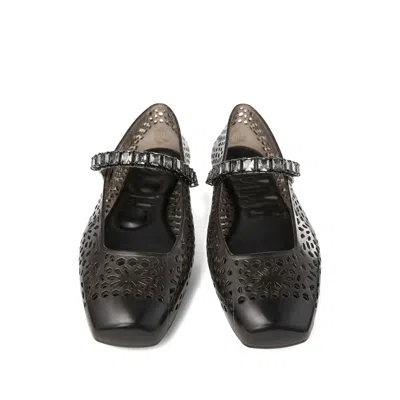 Jimmy Choo The Jelly Transparent Black Ballet Flats With Crystals Women In Black