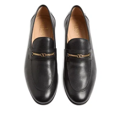 Valentino Garavani Men Vlogo Signautre Leather Loafers In Black