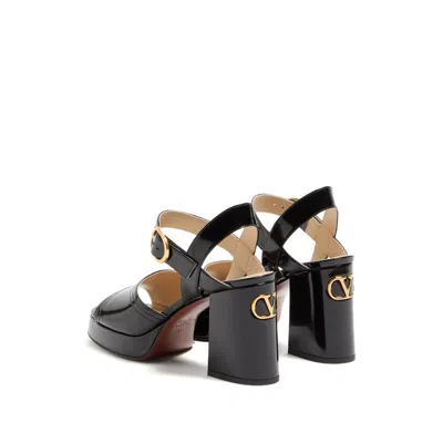 Valentino Garavani Fawcette Platform Sandal In Polished Calfskin 100mm Woman Black 42