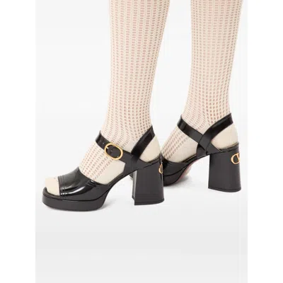 Valentino Garavani Fawcette Platform Sandal In Polished Calfskin 100mm Woman Black 42