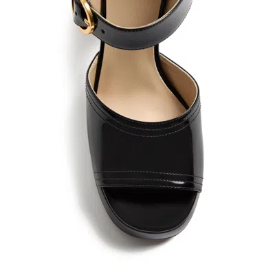 Valentino Garavani Fawcette Platform Sandal In Polished Calfskin 100mm Woman Black 42