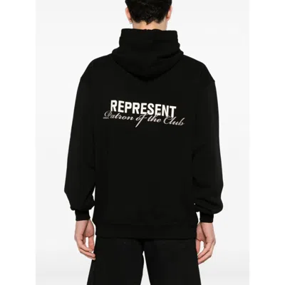Represent 'patron Of The Club' Black Hoodie With Front And Back Logo Print