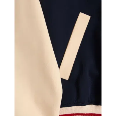 Valentino Sporty Bomber Jacket With Embroidered Details In Blue