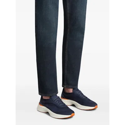 Santoni Bounce Lace-up Sneakers In Blue