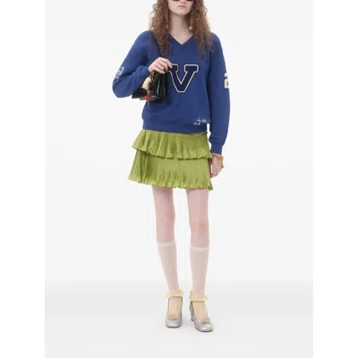 Valentino Blue Sweatshirt With V And Le Chat De La Maison Embroidery