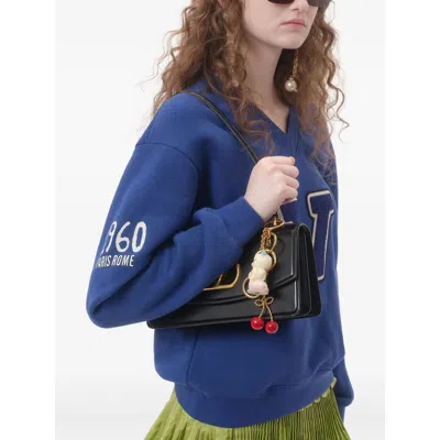 Valentino Blue Sweatshirt With V And Le Chat De La Maison Embroidery