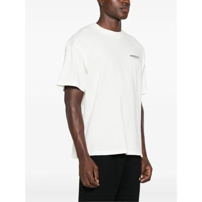 Represent White Crewneck T-shirt With With Front And Back Owners Club Print In Cotton Man