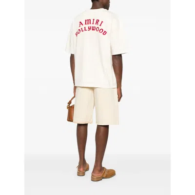 Amiri Mens Ivory Red Holly Text-print Cotton T-shirt Xl In Neutral