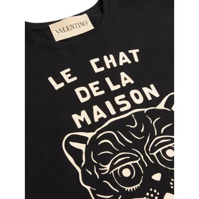 Valentino Garavani T-shirt With Le Chat De La Maison Print In Black