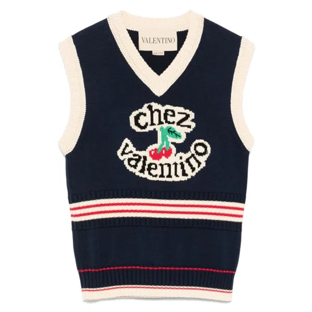ベスト・ジレ Valentino Garavani Midnight Blue Cotton Vest Valentino Garavani Women Midnight Blue Cotton Vest | ModeSens