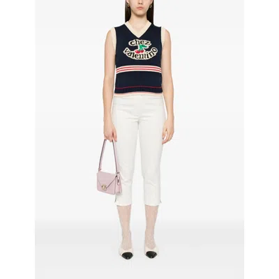 Valentino Garavani Women Midnight Blue Cotton Vest In Blue