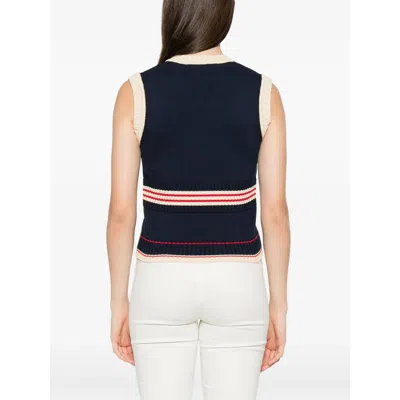 Valentino Garavani Women Midnight Blue Cotton Vest In Blue