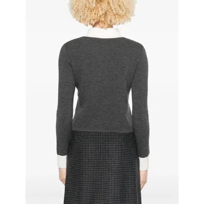 Self-portrait Self Portrait Women Wool Blend Cardigan With Contrasting Collar In Gray