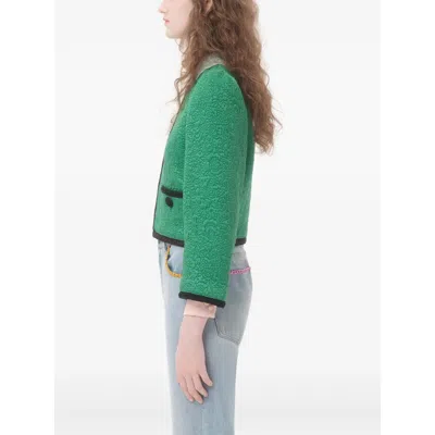 Valentino Womens Pure Green Floral Crop Wool And Silk Jacket