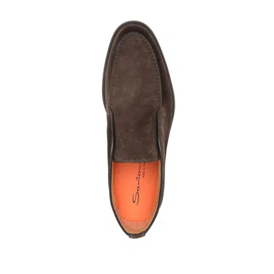 Santoni Slip-ons Desert Suede Loafers Rubber Sole In Brown