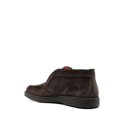 Santoni Slip-ons Desert Suede Loafers Rubber Sole In Brown