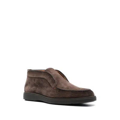 Santoni Slip-ons Desert Suede Loafers Rubber Sole In Brown