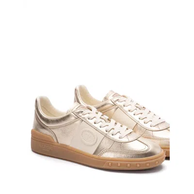 Valentino Gold Laminated Calfskin Upvillage Sneakers