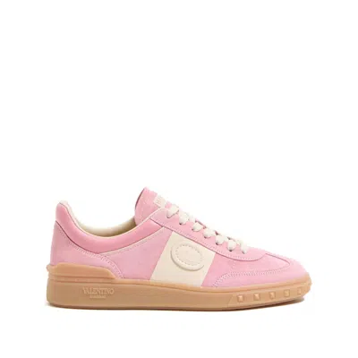 Valentino Round Toe Suede Sneakers With Stud Detail