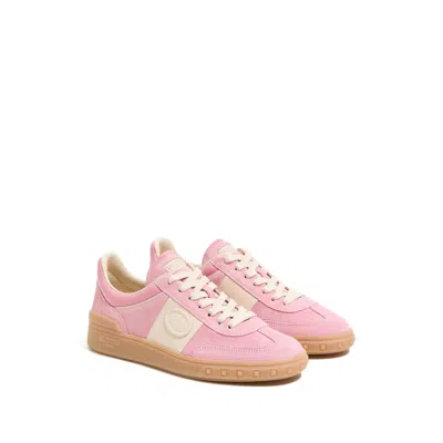 Valentino Round Toe Suede Sneakers With Stud Detail
