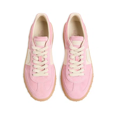 Valentino Round Toe Suede Sneakers With Stud Detail