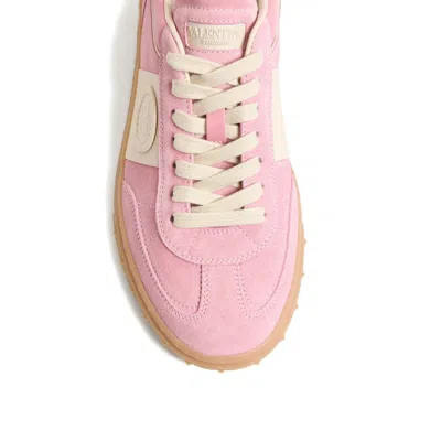 Valentino Round Toe Suede Sneakers With Stud Detail
