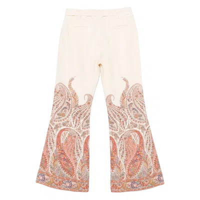 Zimmermann Rhiannon Multicolor Flared Pants With Drawstring Waist And Paisley Print In Cotton Woman
