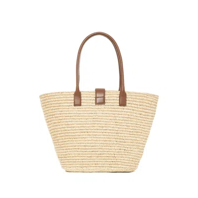 Anine Bing Lou Tote Monogram Natural With Cognac