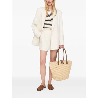 Anine Bing Lou Tote Monogram Natural With Cognac