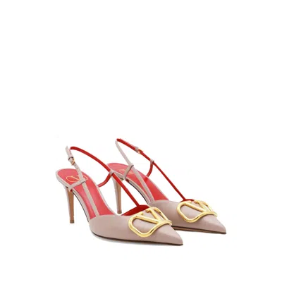 Valentino Womens Blush Vlogo 80 Pointed-toe Leather Slingback Courts