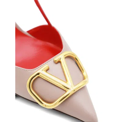 Valentino Womens Blush Vlogo 80 Pointed-toe Leather Slingback Courts