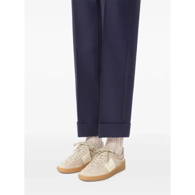 Valentino Suede High-top Sneakers Contrast Panel In Neutral