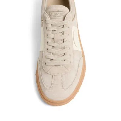 Valentino Suede High-top Sneakers Contrast Panel In Neutral