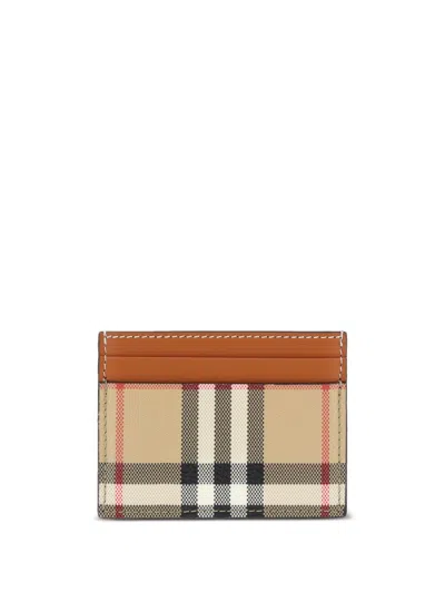Burberry Beige Check Motif Credit Card Case
