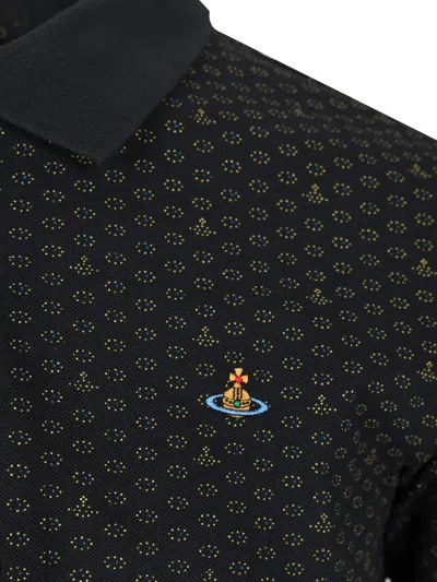 Vivienne Westwood Polo In Piquet Stampato   Uomo In Black