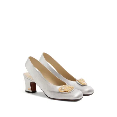 Valentino Garavani Adamantine Slingback Pumps In Glitter Fabric 60mm Woman Silver 39.5
