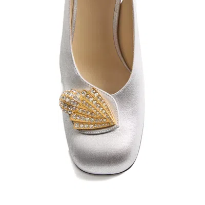 Valentino Garavani Adamantine Slingback Pumps In Glitter Fabric 60mm Woman Silver 39.5