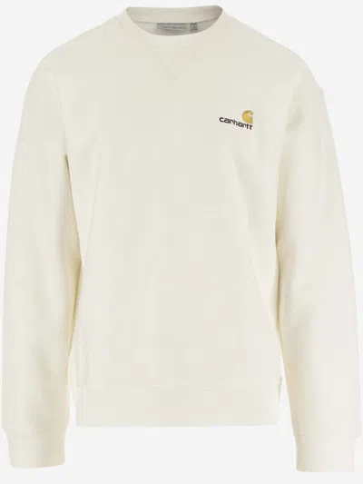 Carhartt Wip American Script Cotton-blend Sweatshirt In Neutral