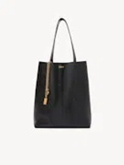 Chloé Womens Black Spin Large Leather Tote Bag In Black