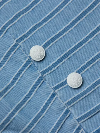 L Agence Dolly Striped Cropped Blazer In Blue In Blue