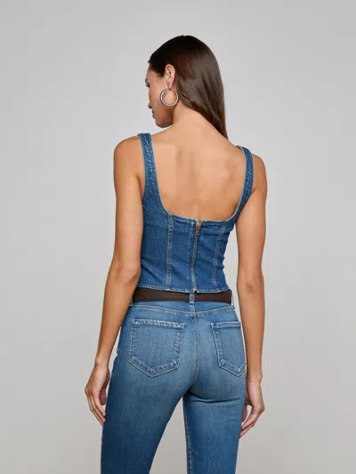 L Agence Nayeli Lace Up Corset Tank Top In Redford In Blue