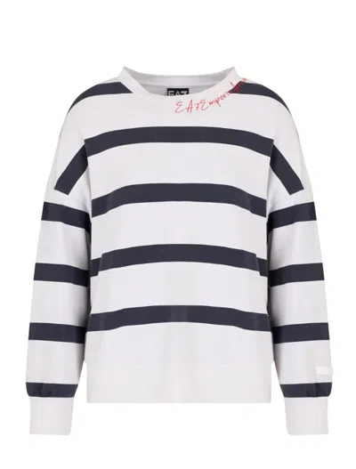 Ea7 Emporio Armani Cotton Crewneck Sweatshirt In White