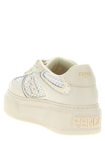Fendi White Leather And Mesh Platform Low-tops