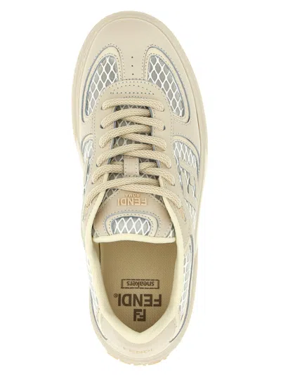 Fendi White Leather And Mesh Platform Low-tops