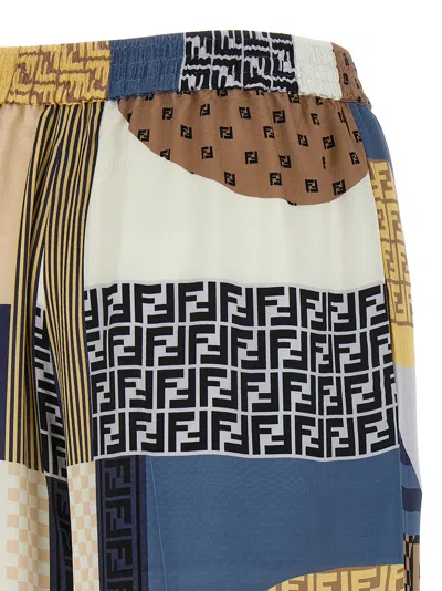 Fendi Patchwork Print Silk Flowing Pyjama Trousers Clothing In Multi