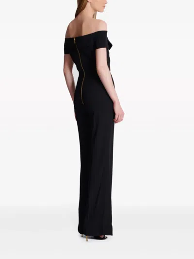 Balmain Off-shoulder Flared Crepe Jumpsuit